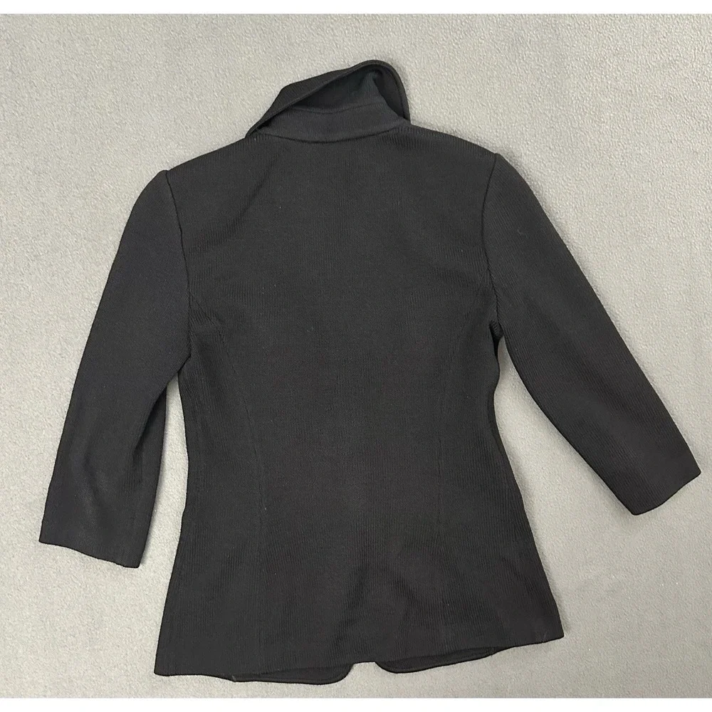 ST JOHN COLLECTION Classic Knit Sweater Blazer Size 0 Black Women Jacket
